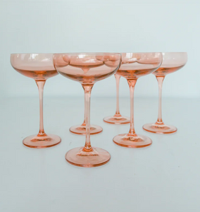 Estelle Champagne Coupe Stemware- Blush Pink Set of 6