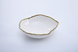 Pampa Bay Oversized Serving Bowl - White with Gold