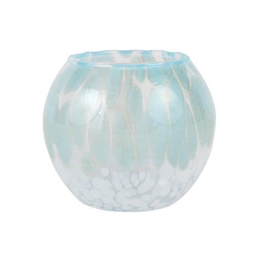 Vietri Nuvola  Round  Bud  Vase Light  Blue and  White