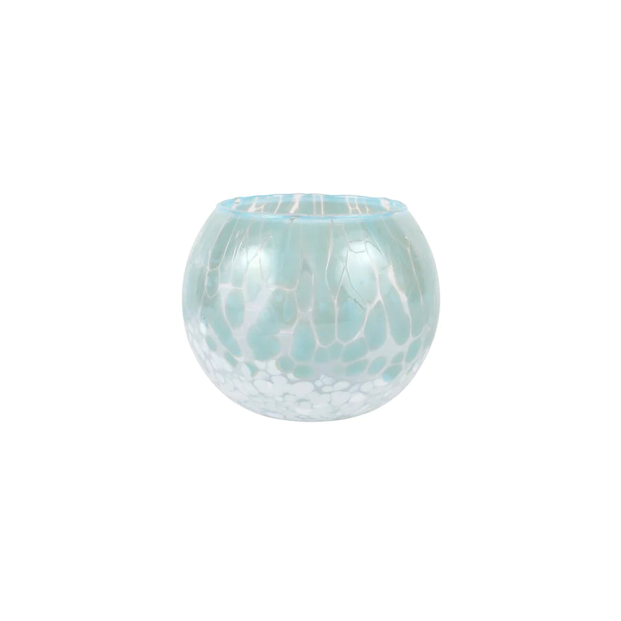 Vietri Nuvola Small Round Vase Light  Blue and  White