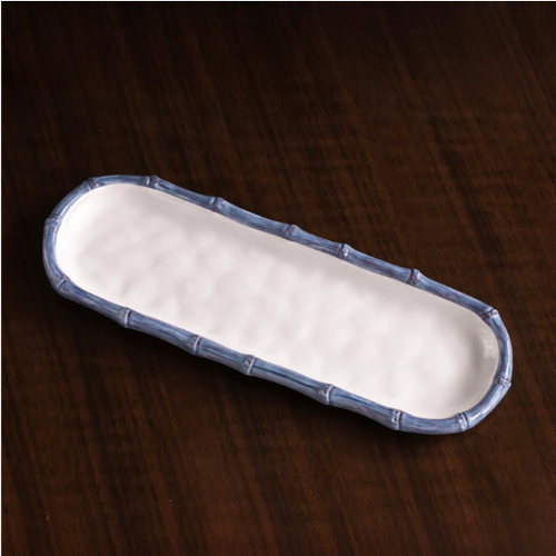 Beatriz Ball VIDA Bamboo Baguette Platter - Blue and White Melamine