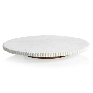 Zodax | Ribbed Finish White Marble Lazy Susan
