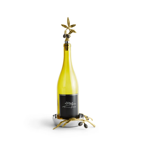 Michael Aram | Olive Branch Wine Coaster & Stopper Set