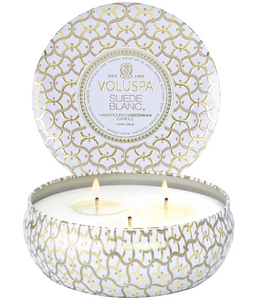 Voluspa | SUEDE BLANC | 3 WICK TIN CANDLE