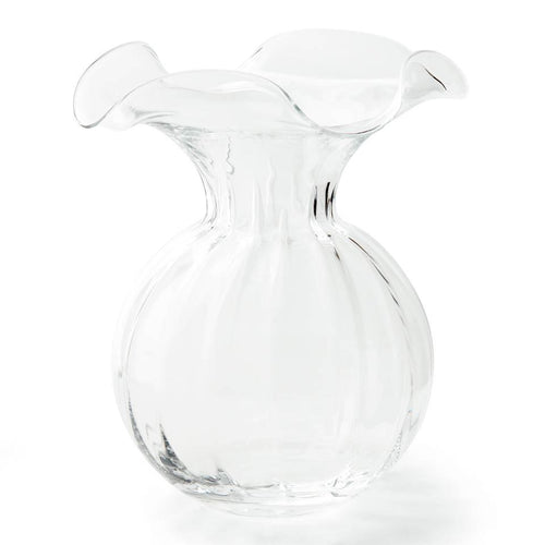 Vietri Hibiscus Glass Clear Large Fluted Vase