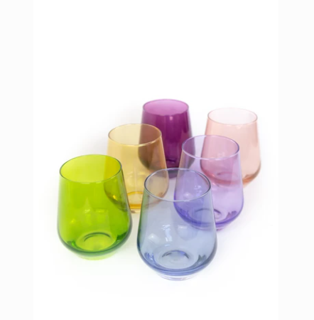 ESTELLE COLORED WINE STEMLESS SET OF 6 (MIXED SET)
